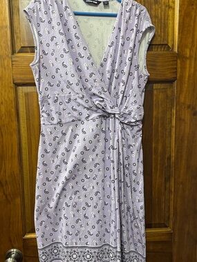 Lands' End Lavender Paisley Wrap Dress with Knot Detail